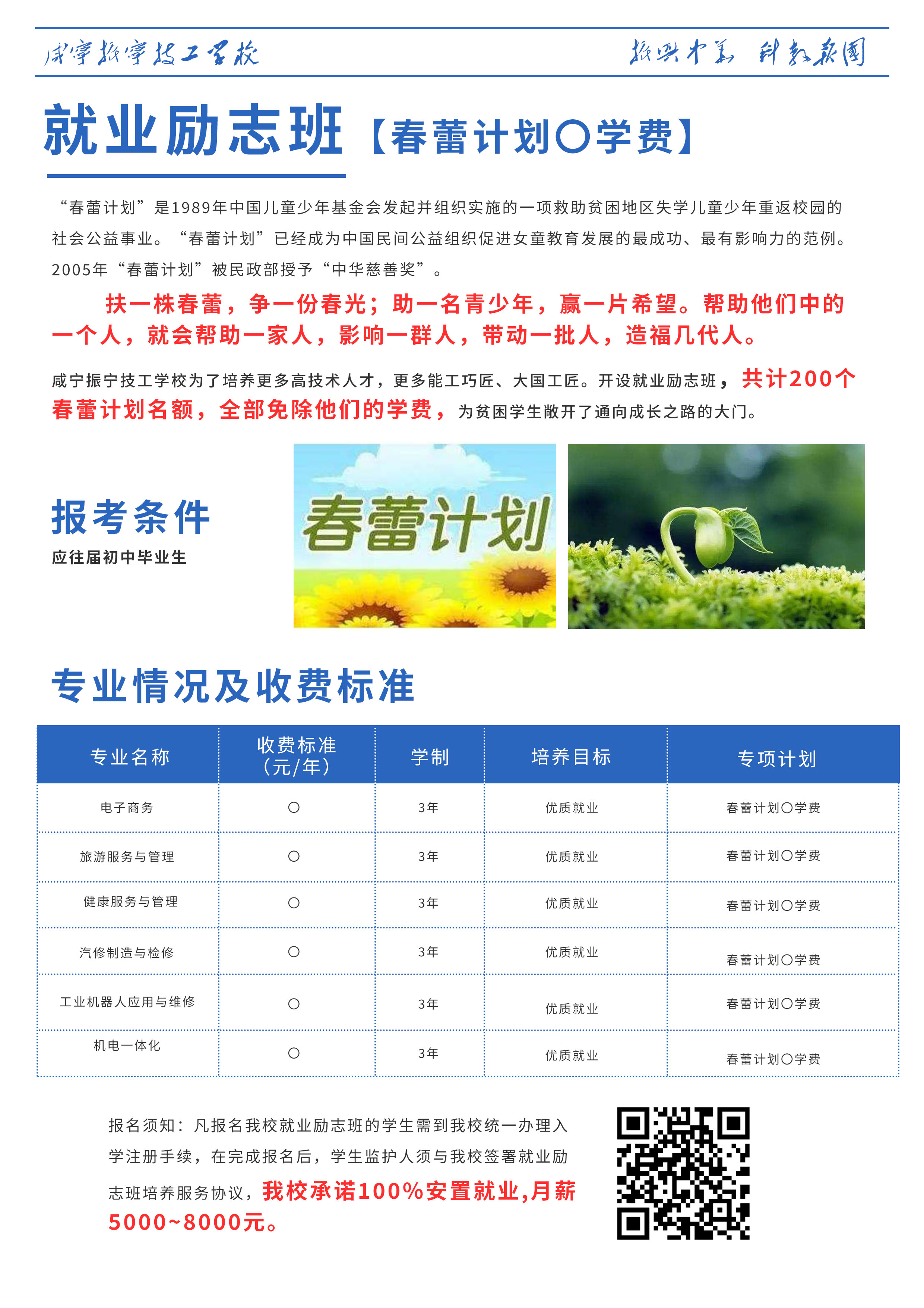 咸寧振寧技工學(xué)校招生計劃——春蕾計劃(圖1)